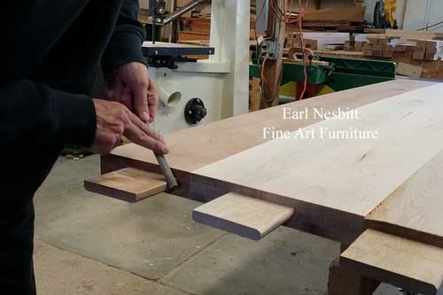 chiseling tenon at end of dining table chiseling tenon at end of dining table